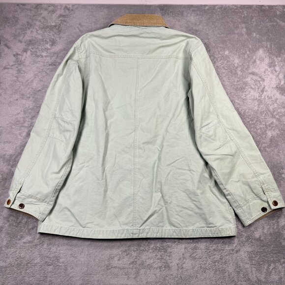 LL Bean Barn Chore Coat Womens XL Corduroy Trim Retro Field Jacket Workwear Mint - Picture 6 of 11